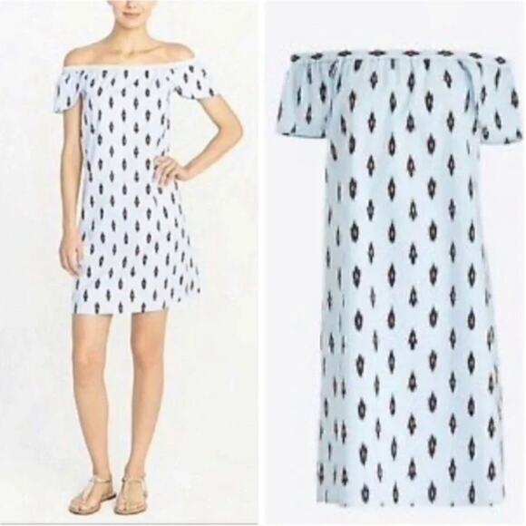 J. Crew Off The Shoulder Ikat Print Dress Blue & Red Women’s Size XS - Picture 7 of 7